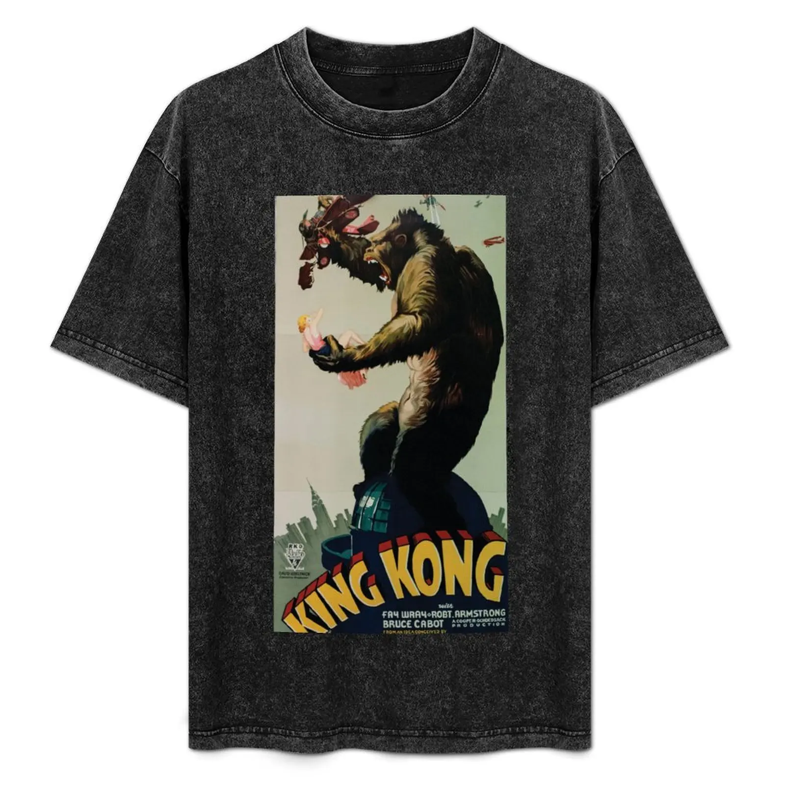 

KING KONG Vintage T-Shirt basketball graphic tees animal prinfor boys blue archive heavy weight t shirts for men