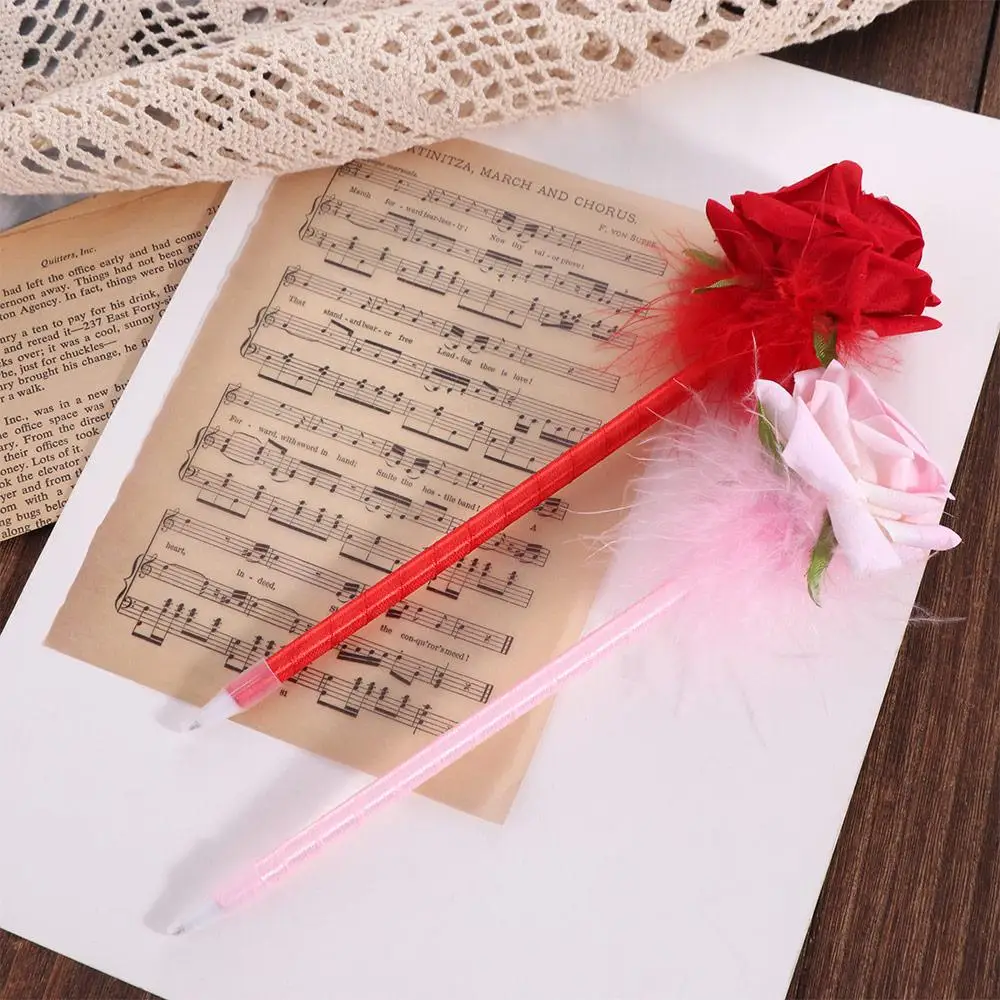 Best Wishes-Bolígrafo con forma de flor rosa, regalo del Día del Maestro, bolígrafos de Gel neutros de secado rápido, tinta azul, bolígrafo creativo y encantador, papelería