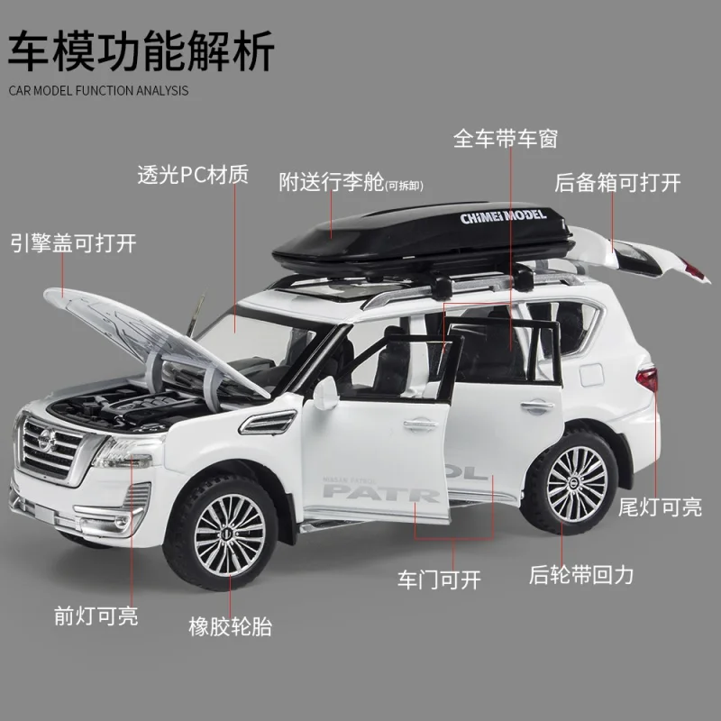 1:32 Handmade Car Scale Model Pull Back Alloy Almost Real Patrol Y62 SUV Model Car With Detachable Luggage Rack