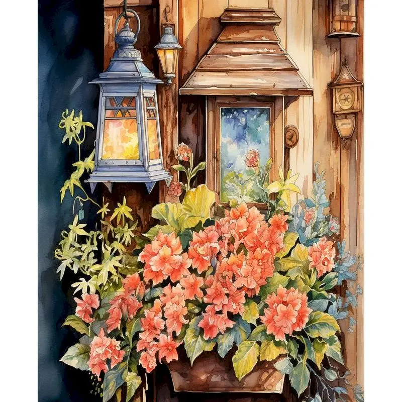 

Наборы для рисования по номерам GATYZTORY: Домик в деревне, весенний пейзаж, рисование на холсте, ручная роспись, художественный подарок