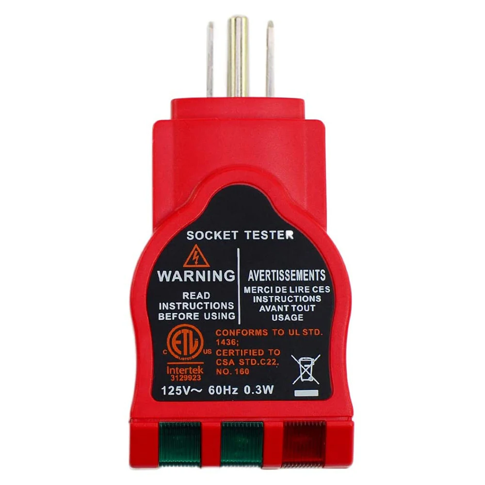 EM9807 GFCI Socket Tester North American AC Electrical Receptacles Tester Ground Zero Line Polarity Phase Check 100-125V