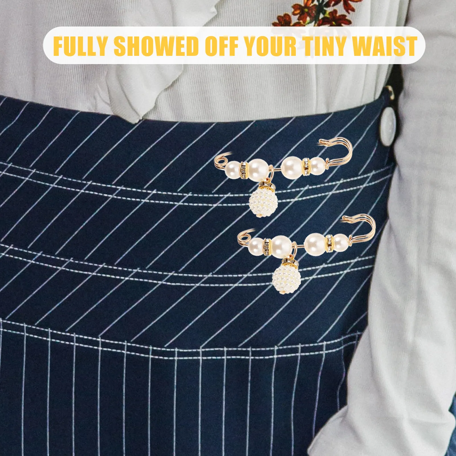 11Pcs Waistband Brooch Pin Pearl Brooches Safety Pins Pants Waist Tighteners Sweater Shawl Clips Fashion Decorative Clothing