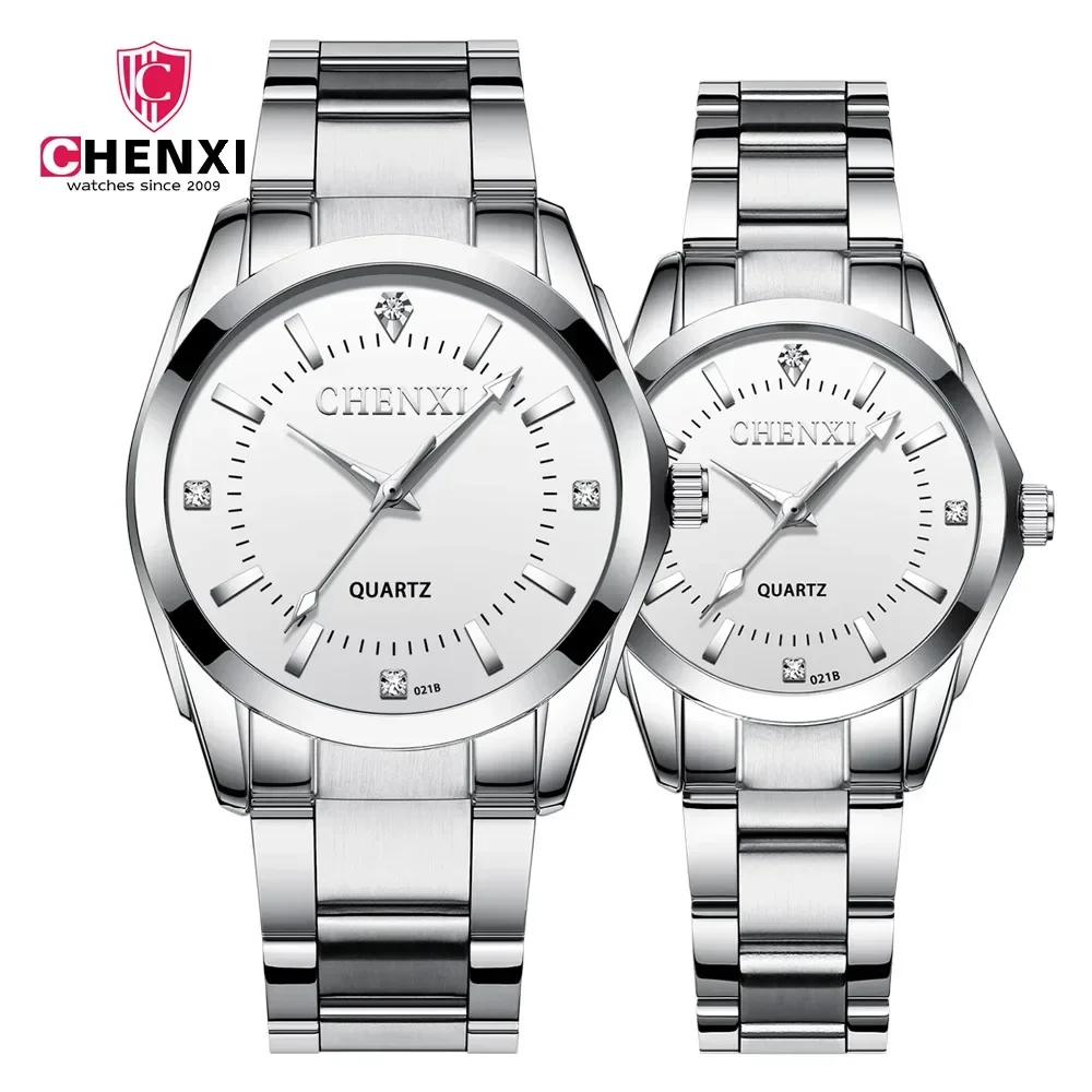 CHENghts-Ensembles de montres étanches en acier inoxydable pour hommes et femmes, montre-bracelet simple et décontractée pour couples, marque originale, 021