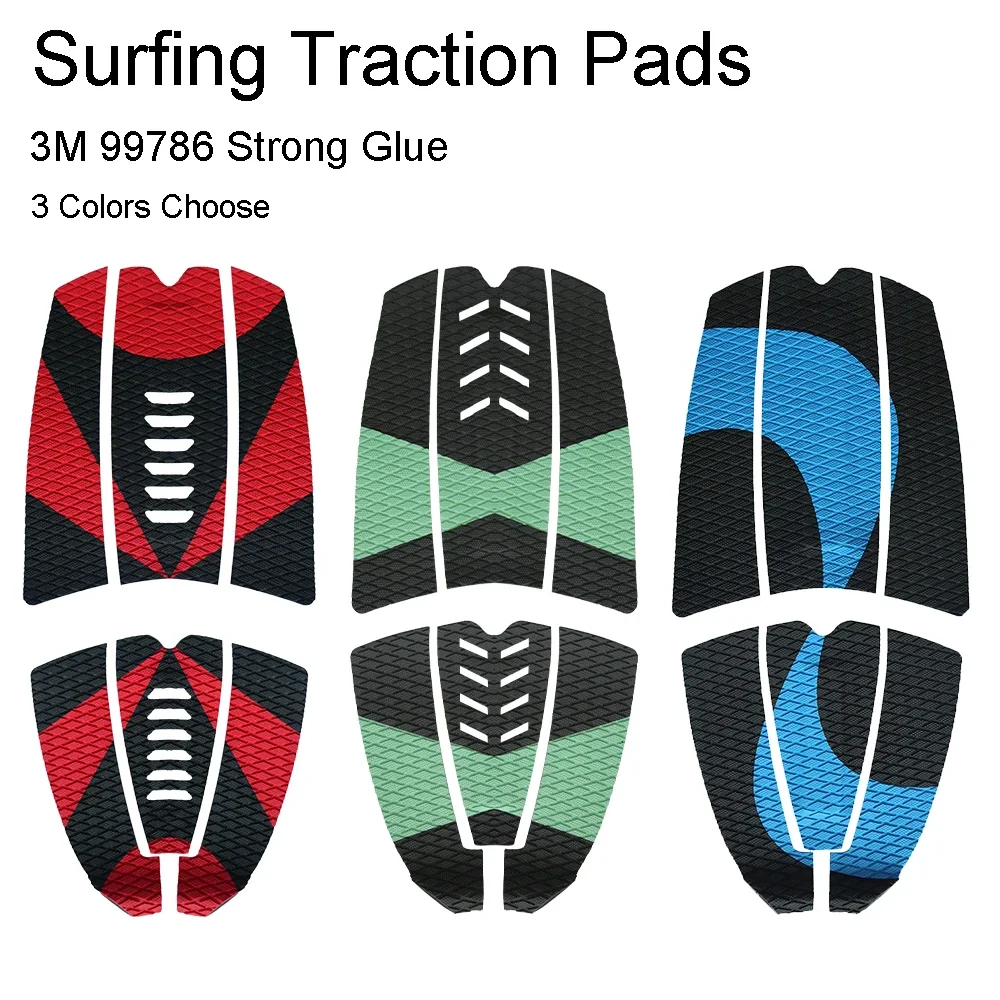 6Pcs Surfing Traction Pads Premium EVA with Grip Surfboard Longboard Paddle Board 3M Back Glue Foot pad adhesive non-slip mat