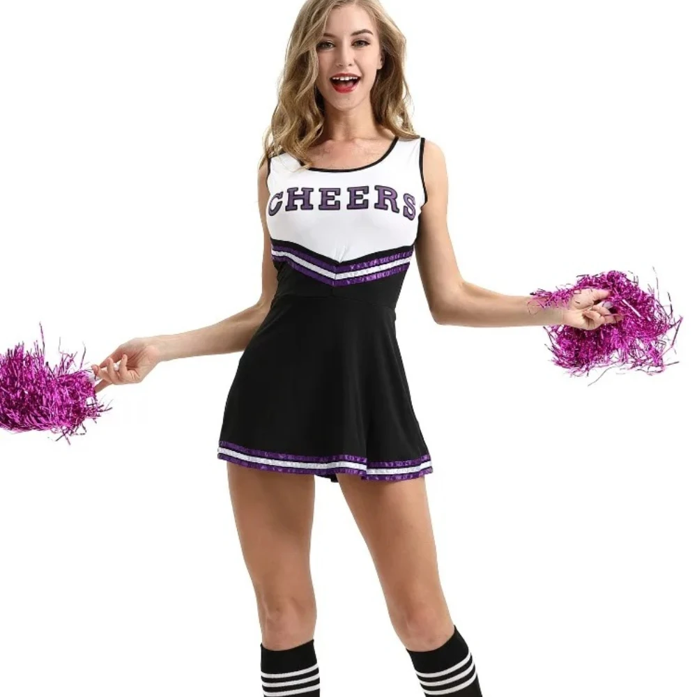 Falda corta de animadora sin mangas, conjunto de 2 uds., vestido bonito para fiesta y vacaciones para niñas y niños, uniforme de actuación deportiva