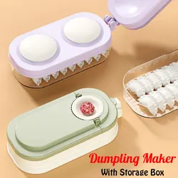 Manual Dumpling Maker Mould with Storage Box, Dumpling Machine, Dough Press Tool, Kitchen Gadgets, 3 in 1