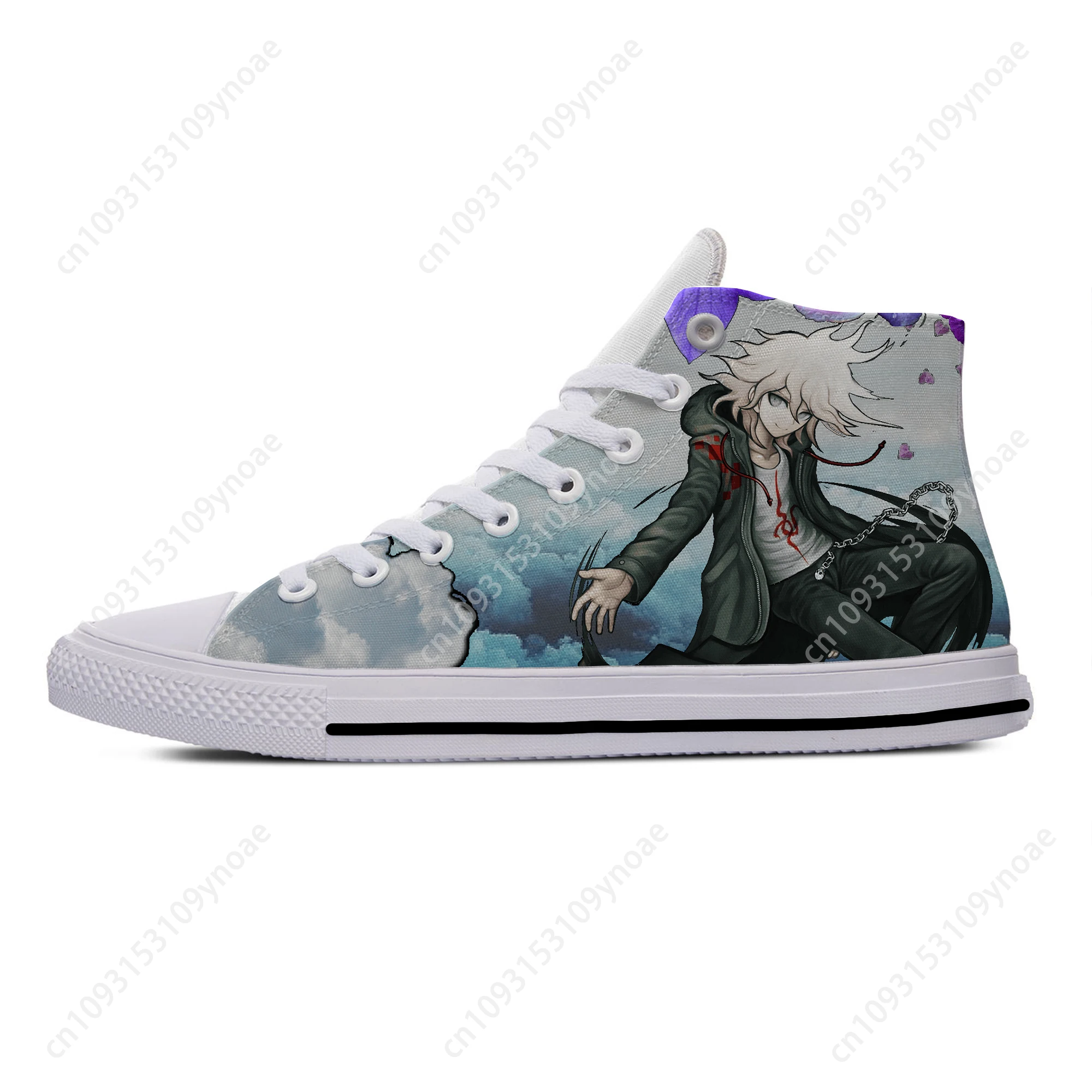 Hot Cool Anime Manga Game Danganronpa Nagito Komaeda Funny Breathable Casual Board Shoes High Top Lightweight Men Women Sneakers