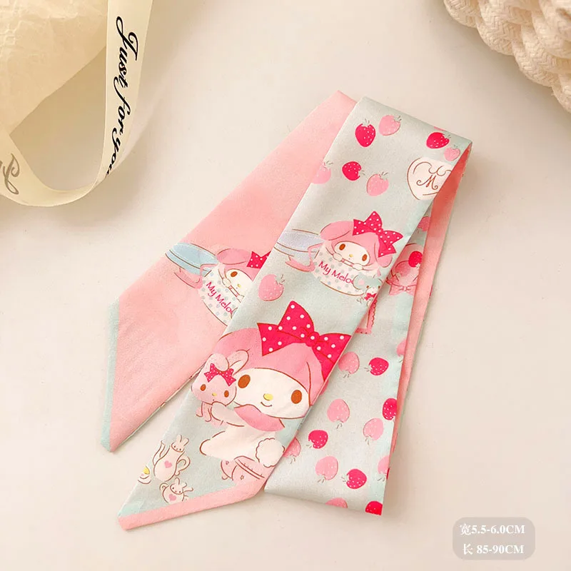 Sanrio Hello Kitty My Melody Cartoon Headband Sweet Hair Accessories Kuromi Cinnamoroll Kawaii Bow Silk Ribbon Headwear Gifts