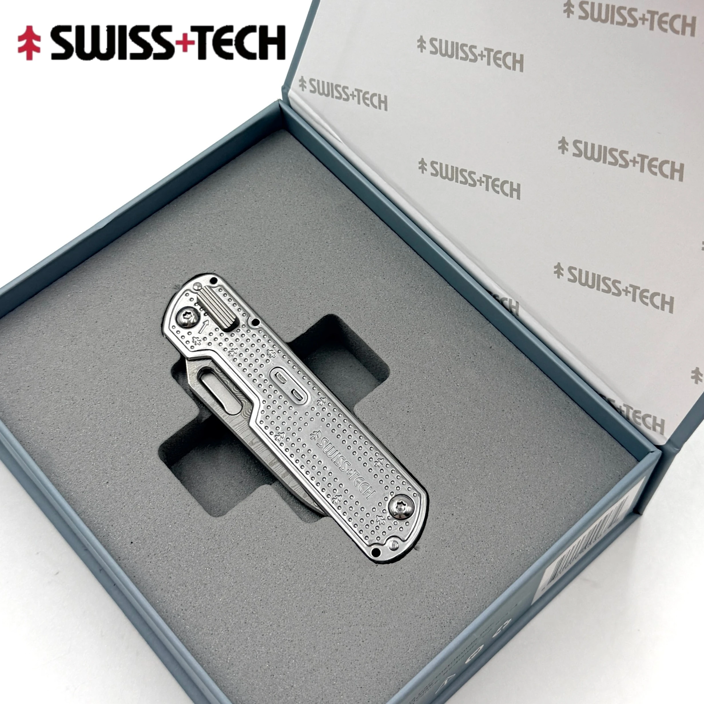 SWISS TECH 10-IN-1 EDC Multi-functional Combination Tool Knife Damascus Folding Scissors Portable Outdoor Emergency Equipment