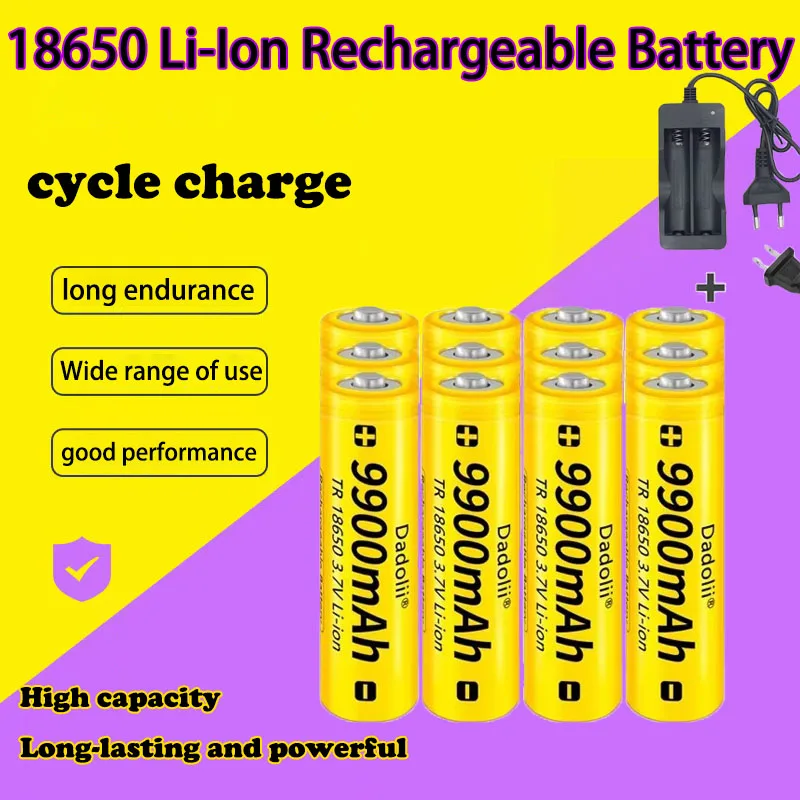 18650 Battery Rechargeable Battery 3.7V 18650 9900mAh Capacity Li-ion Rechargeable Battery For Flashlight Torch Battery+Charger