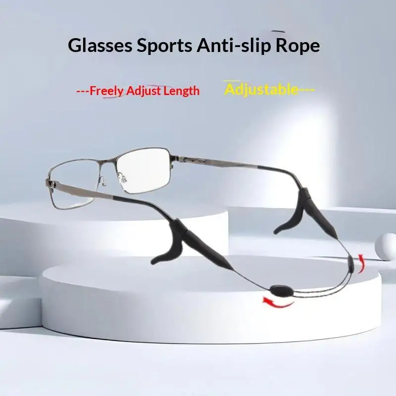 Adjustable Anti-Slip Glasses Strap with Storage Box Soft Ear Hook Eyeglass Lanyard for Yoga Gym Exercise