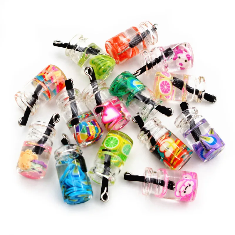 20Pcs Mix Harz Flaschen Obst Milch Tee Tasse Charms Anhänger Ball Ohrring Charms Diy Erkenntnisse Schlüsselbund Anhänger Für Schmuck – Detail 6