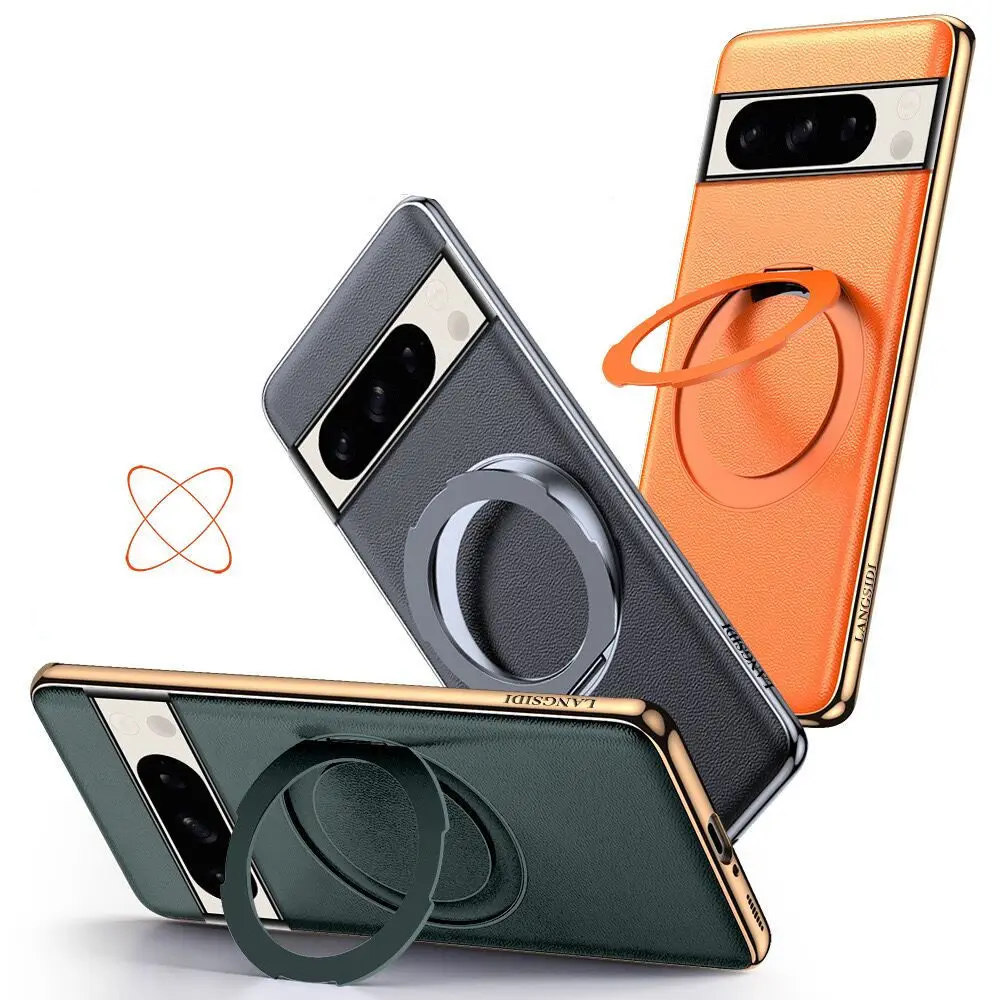 

Магнитный чехол из натуральной кожи для смартфона Google Pixel 8 Pro/8/7Pro/7, Беспроводная зарядка, монтажное кольцо, чехол