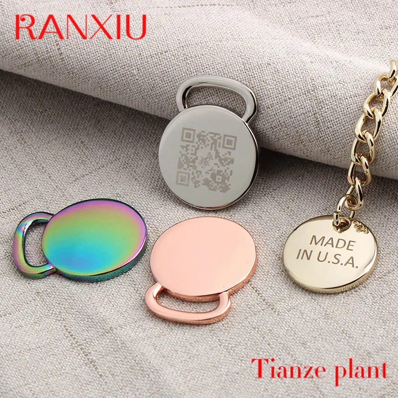 Custom Custom Charms Zinc Alloy Metal Gold Designer Logo Screw On Plates Branded Blank Lazer Name Logo Laser Labels For Handbag