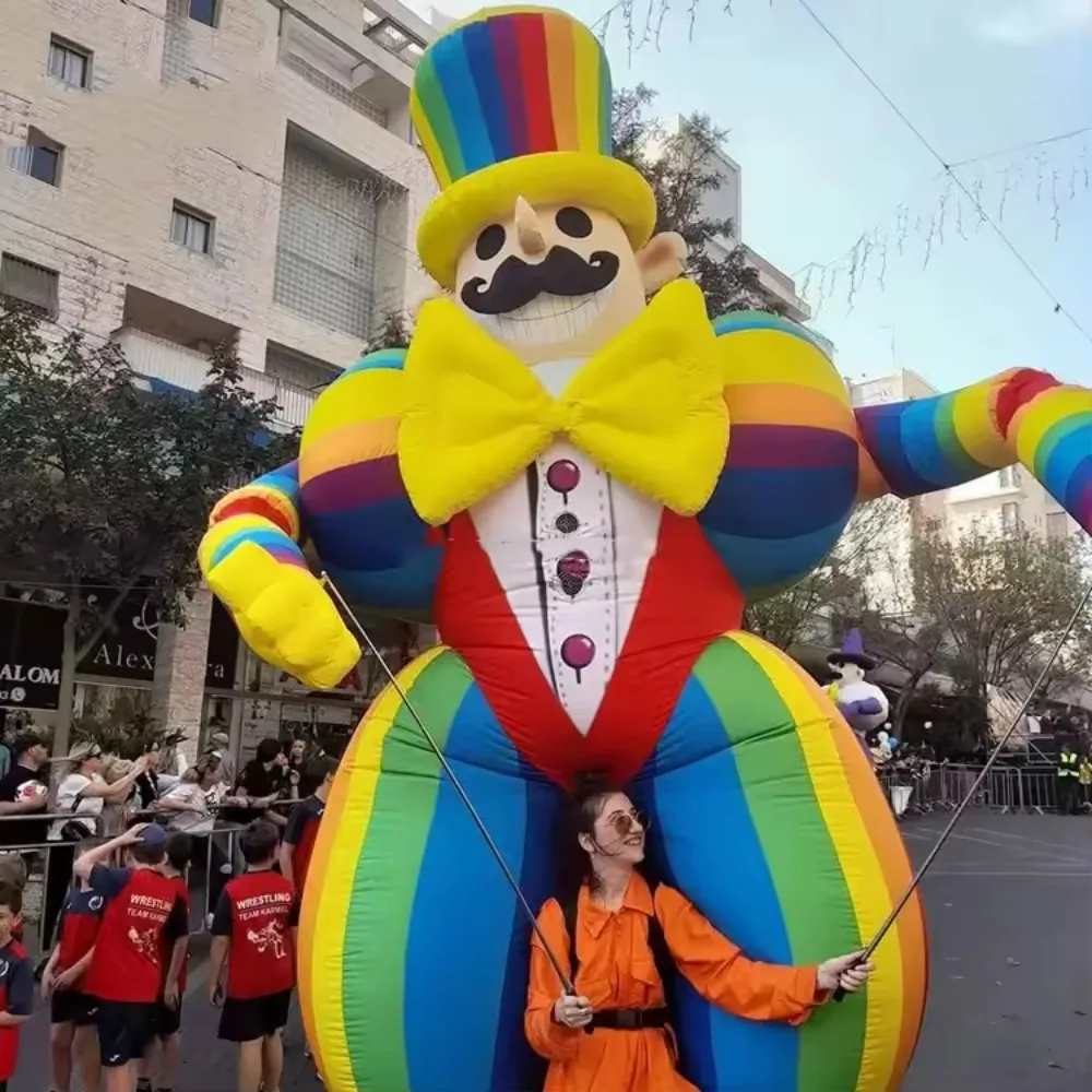 Volwassenen lopen opblaasbare clownpop opblazen parade prestaties opblaasbare kostuums voor outdoor circusshow