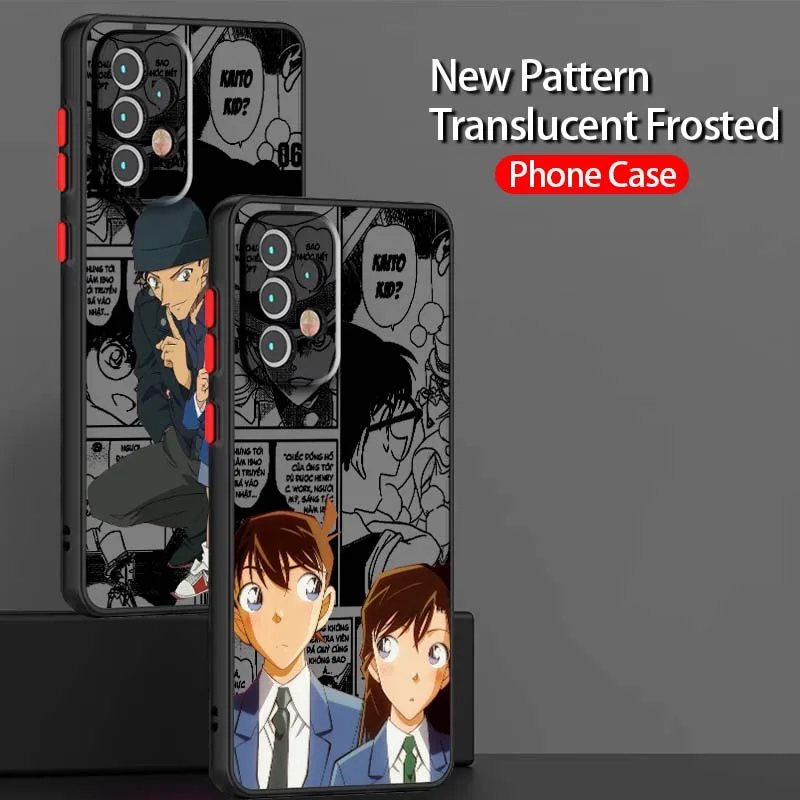 Модный чехол для телефона D-Detective C-Conan для Samsung A73 A72 A71 A55 A54 A53 A52 A51 A35 A25 A15 A14 5G Матовый полупрозрачный