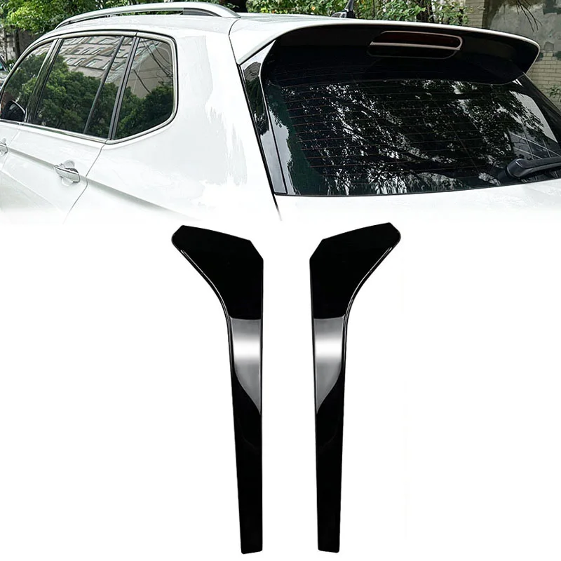 1 Pair Glossy Black Rear Window Side Spoiler Cover Left&Right For VW Tiguan R-Line MK2 2017-2020 2021 2022 2023 Exterior Parts