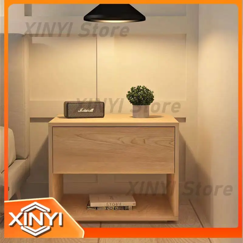Solid Wood Bedside Table for Rental House Simple Modern Light Luxury Multi-Functional Bedroom Suspended Shelf