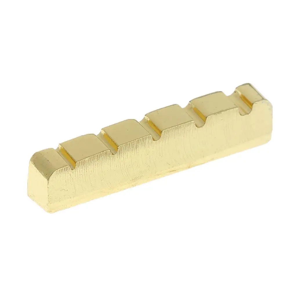 Brass Electric Bass Slotted Nut 45x6mm Carved Replacement Parts Bridge Saddle for 5 String Musical Guitar Component
