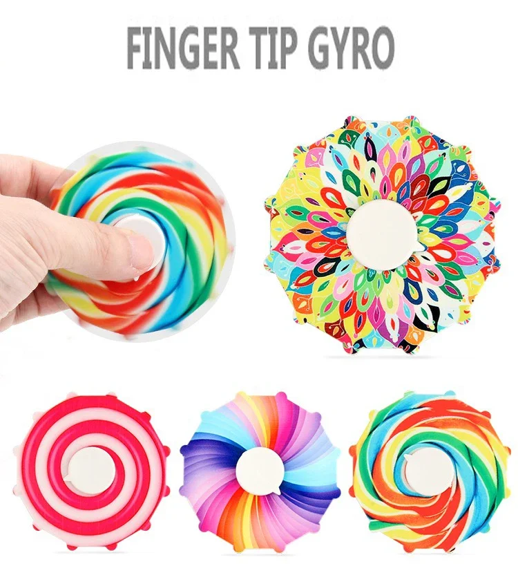 

4pcs Colorful Fingertip Gyroscope Double sided rotating disc toys Kids Cool Small Gyroscope Decompression Stem education toys