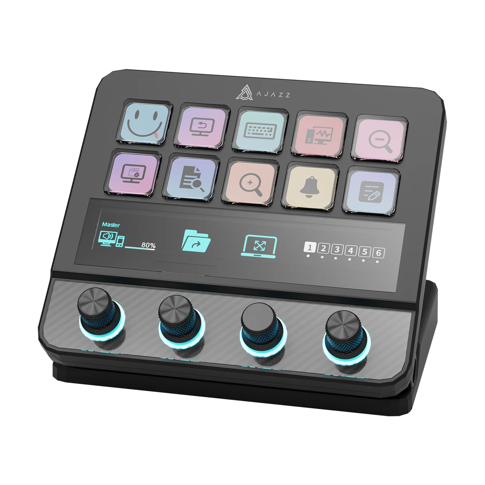 

AJAZZ AKP05E PRO Wired Operating Visual Custom Keyboard 10 Buttons+ 4 Knobs with Shared Space Station & LCD Icons