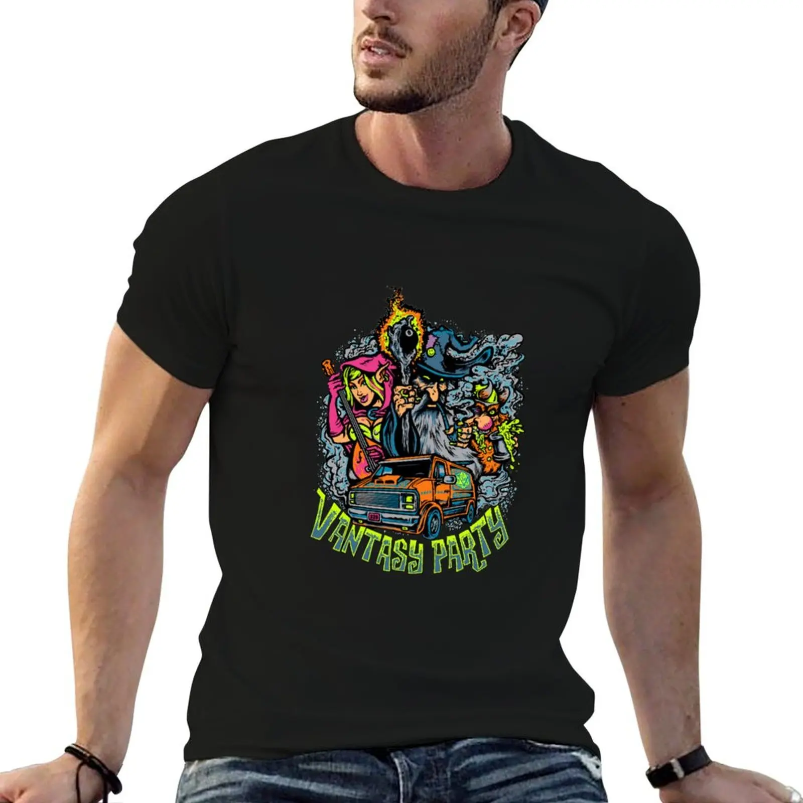Vantasy Party Car Racing Witch Wizard Demon T-Shirt Holiday All Match T-Shirt