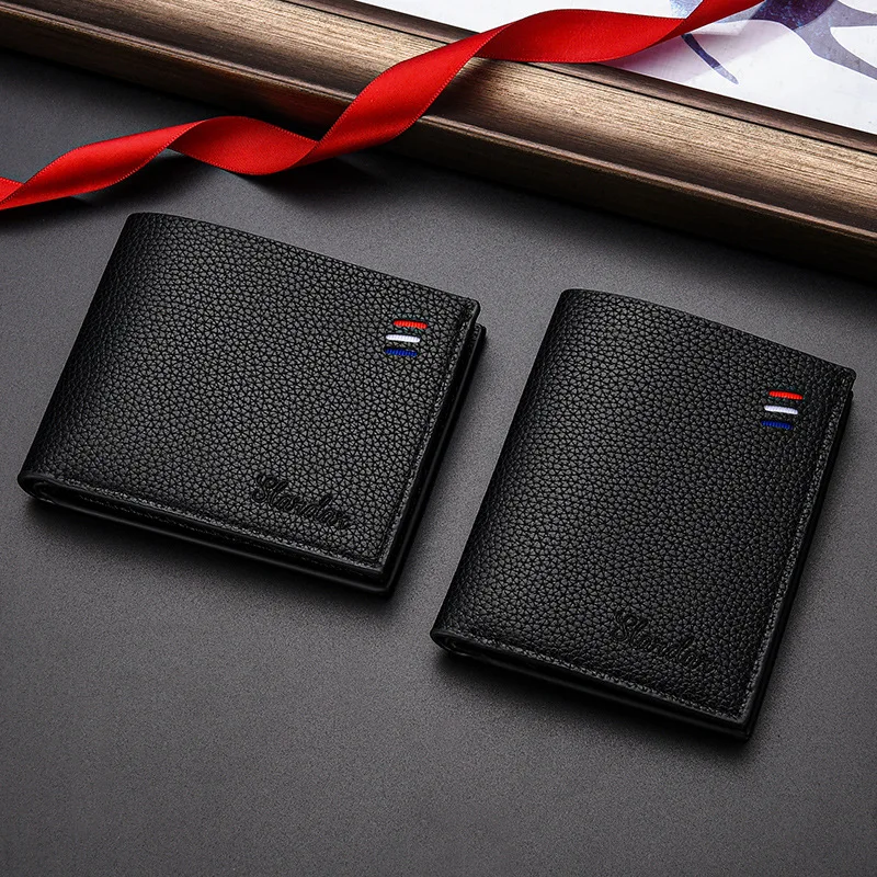 

Mens Short Horizontal Ultra Thin Business Minimalist Zip Wallet