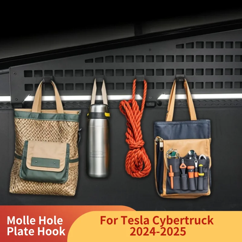 

8 шт., крючок для багажника Molle с отверстием для Tesla Cybertruck 2024-2025, органайзер для доски Molle, крючок для зонта, ABS, автомобильные аксессуары