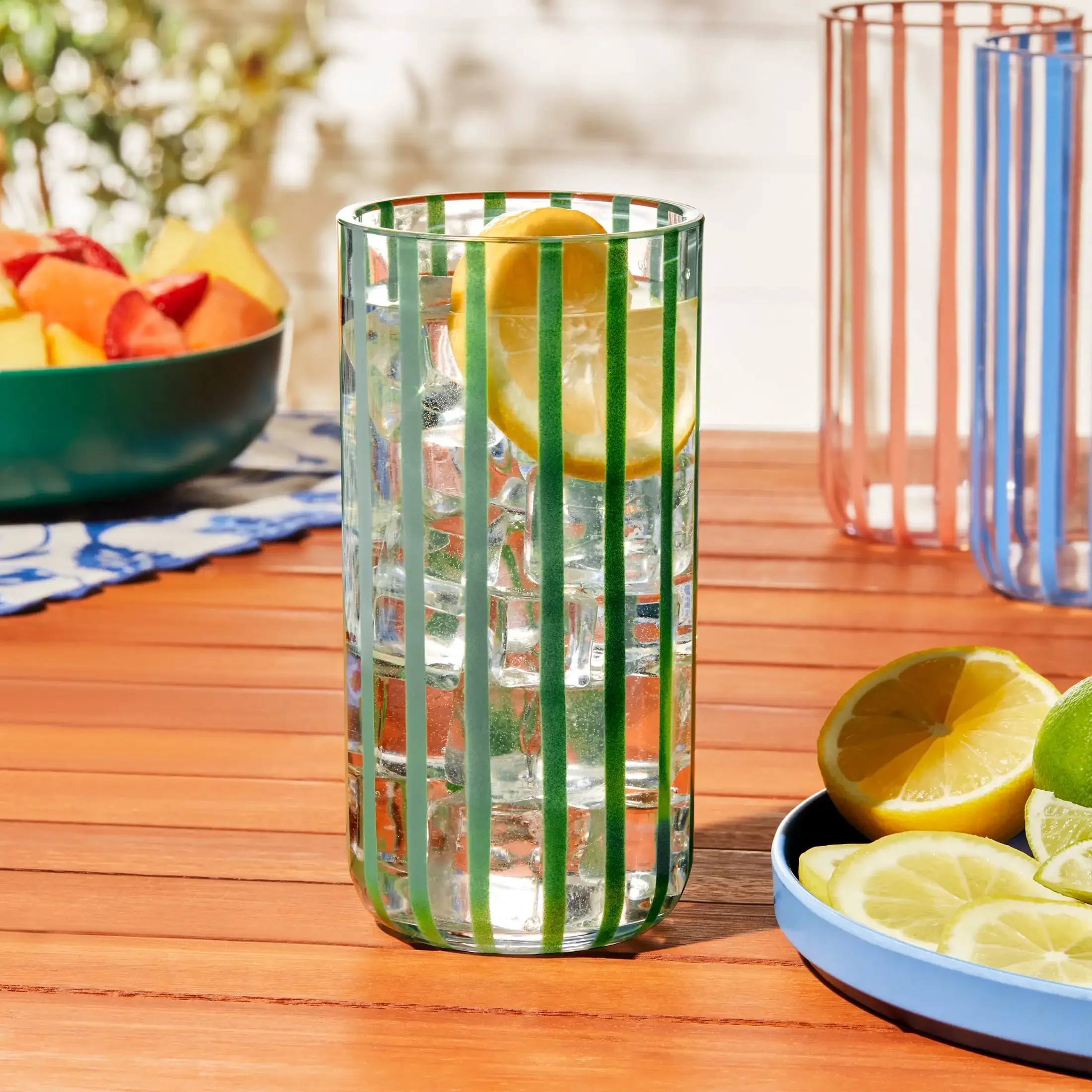 

18-Ounce Tall Acrylic Stripe Line Tumbler, Green,Free shippment