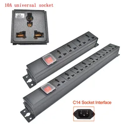 PDU power board network cabinet rack wall mounted 10A universal socket C14 port 1-11AC with switch wireless power supply