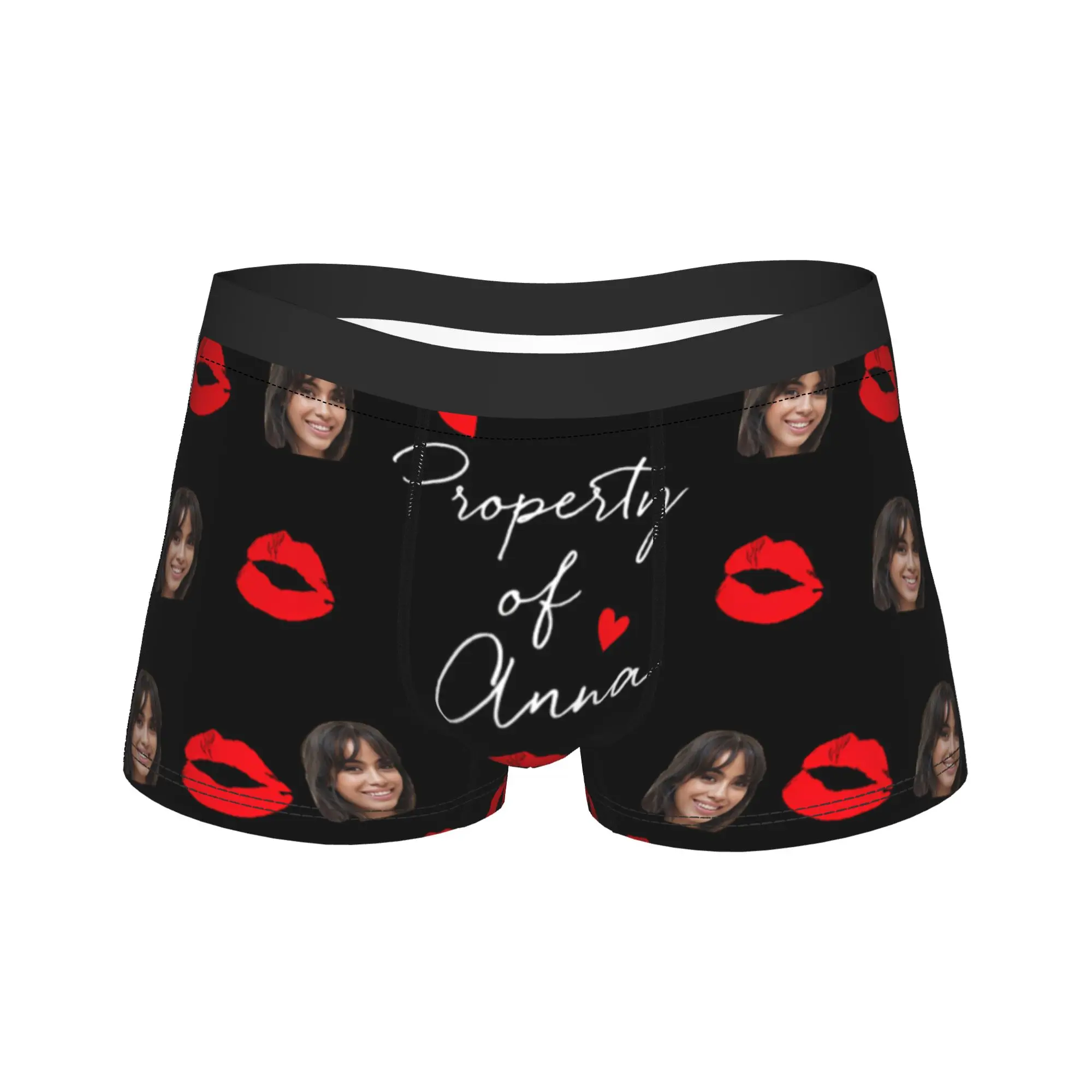Men Personalized Photo Underwear Lip Kiss Hot Boxer Briefs Shorts Panties Male Polyester Underpants M-XXL