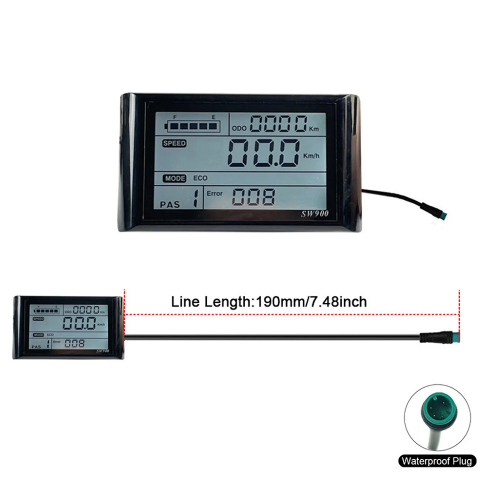SW900 Elektroroller LCD-Display Messgerät Bedienfeld 5pin 24/36/48V E-Bike Fahrrad Flüssigkristall LCD Instrument Kommunikation – Detail 3