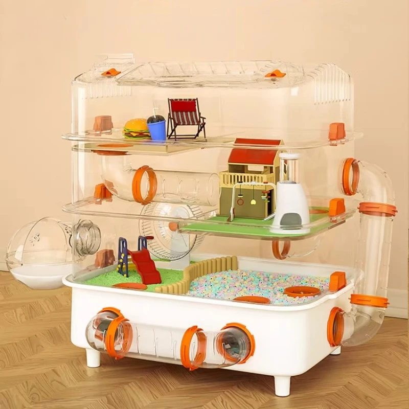 Spacious Habitat for Syrian Hamsters Large Acrylic Hamster Cage MultiLevel Transparent Rodent Enclosure Deluxe Small Pet Mansion