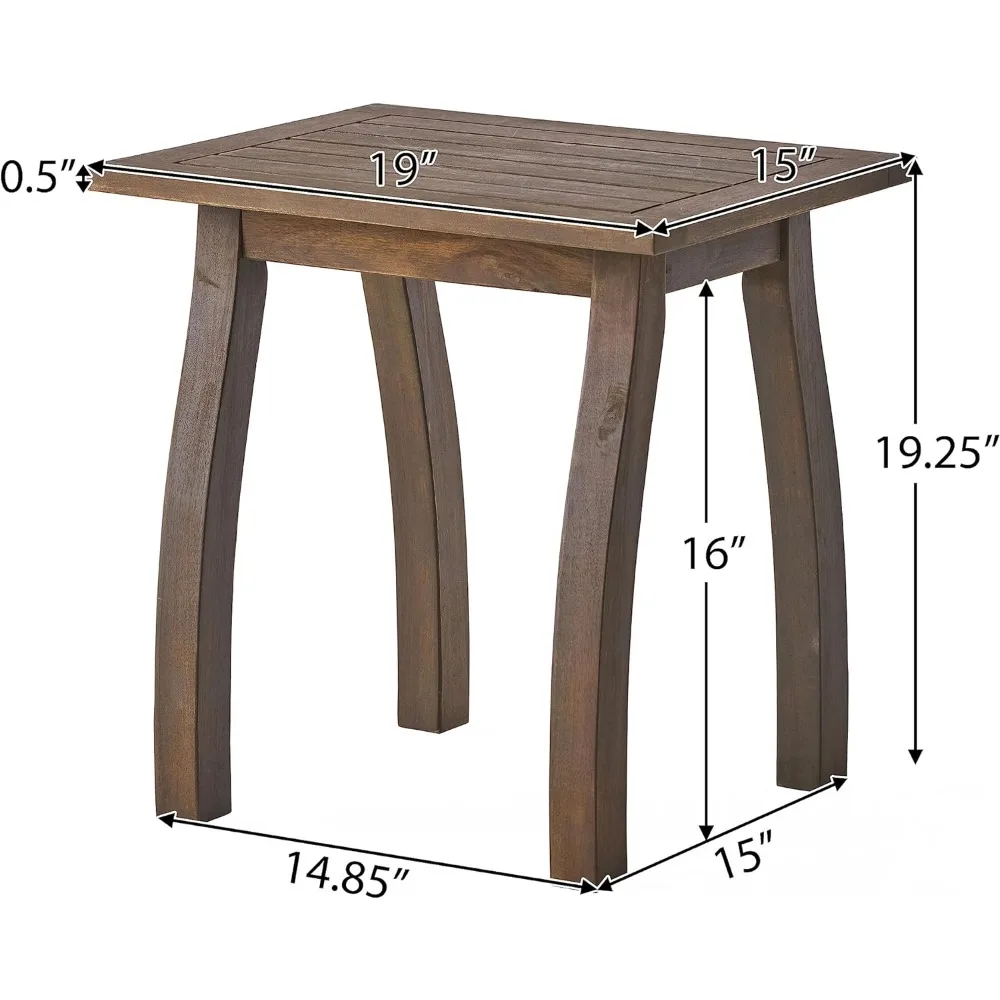 Sadie Outdoor Acacia Wood Accent Table, Gray Finish