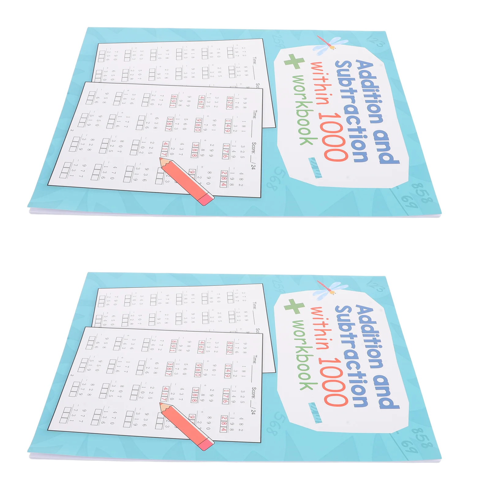 2 Books Math Activity Book for Kids - Write-in Addition Subtraction Workbook - Structured Elementary Math Pages