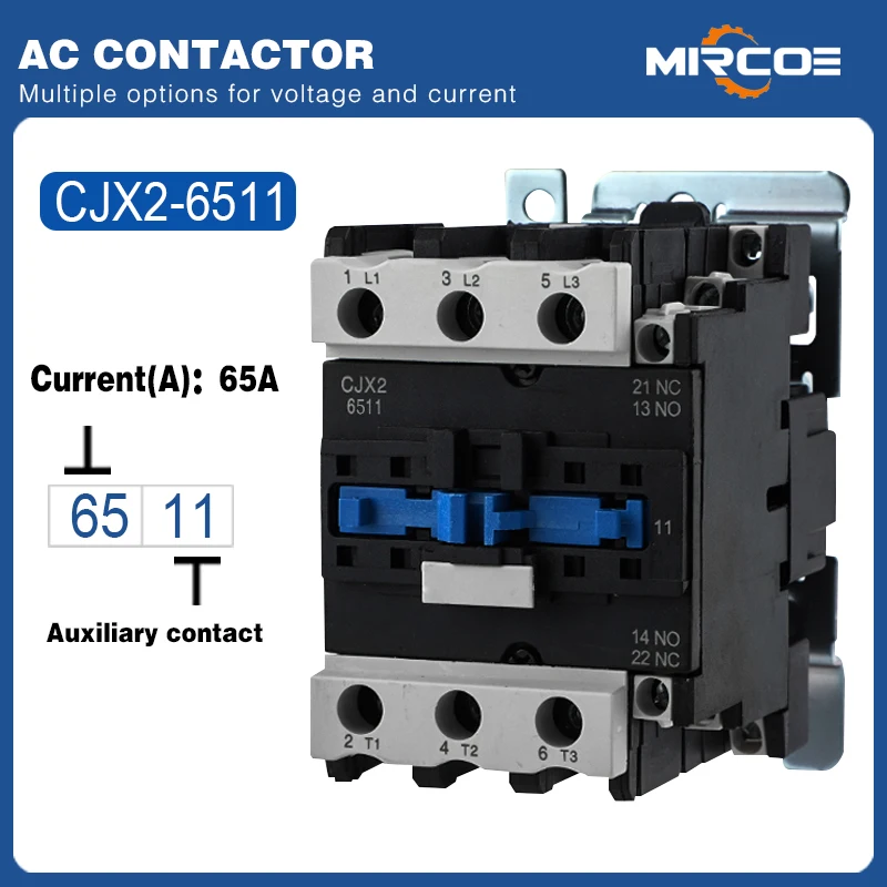 

Контактор переменного тока 6511-65A CJX2 (LC1-D) для двигателей и электрических панелей управления 220-240 в 110 В 380 В