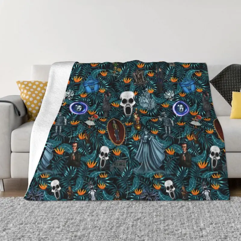 

Halloween Haunted Mansion Blankets Comfortable Soft Flannel Winter Grimace Movie Ghost Throw Blanket for Sofa Office Bed