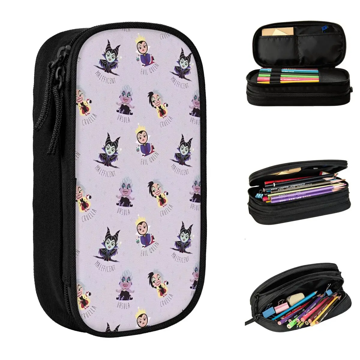 Villains Cartoon Pencil Case Maleficent The Evil Queen Pencilcases Pen Holder Student Large Storage Bag School Gift Stationery