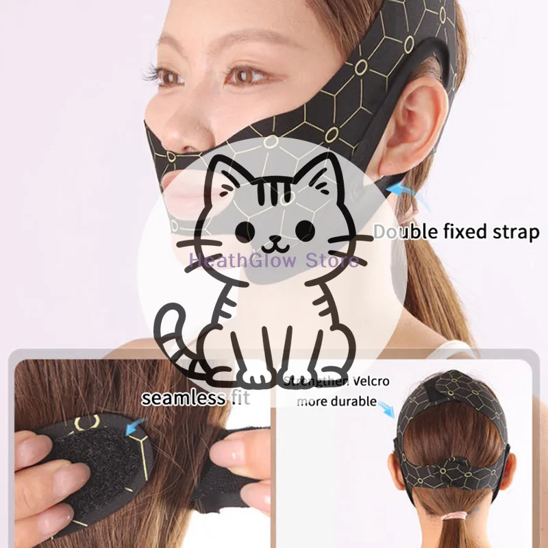 Correa Elástica en Forma de V para Mascarilla, Doble Presión, Moldeadora Facial, Reductor de Papada, Vendaje Adelgazante Facial, Dispositivo para Levantar la Línea de la Mandíbula