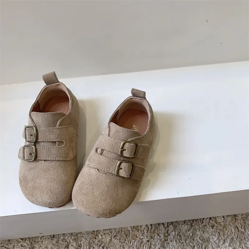 Korean Solid Suede Children\'s Shoes for Boys Girls Spring Autumn Toddler Moccasins Baby Shoes Leather Kids Flats Birken stock