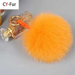 Luxury Big Fluffy Real Fur Fox Fur Ball Bag Pendant High-End Ladies Plush Ball Car Keychain Pendant Decoration Chain Pendant