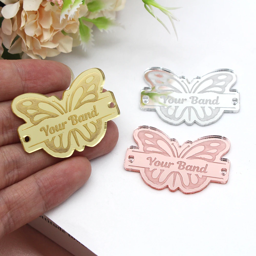 

25/50/60/70/100Pcs Personalized Baby Name Baptism Engraved Mirror Acrylic Butterfly Tag Wedding Party Decoration Custom Gift