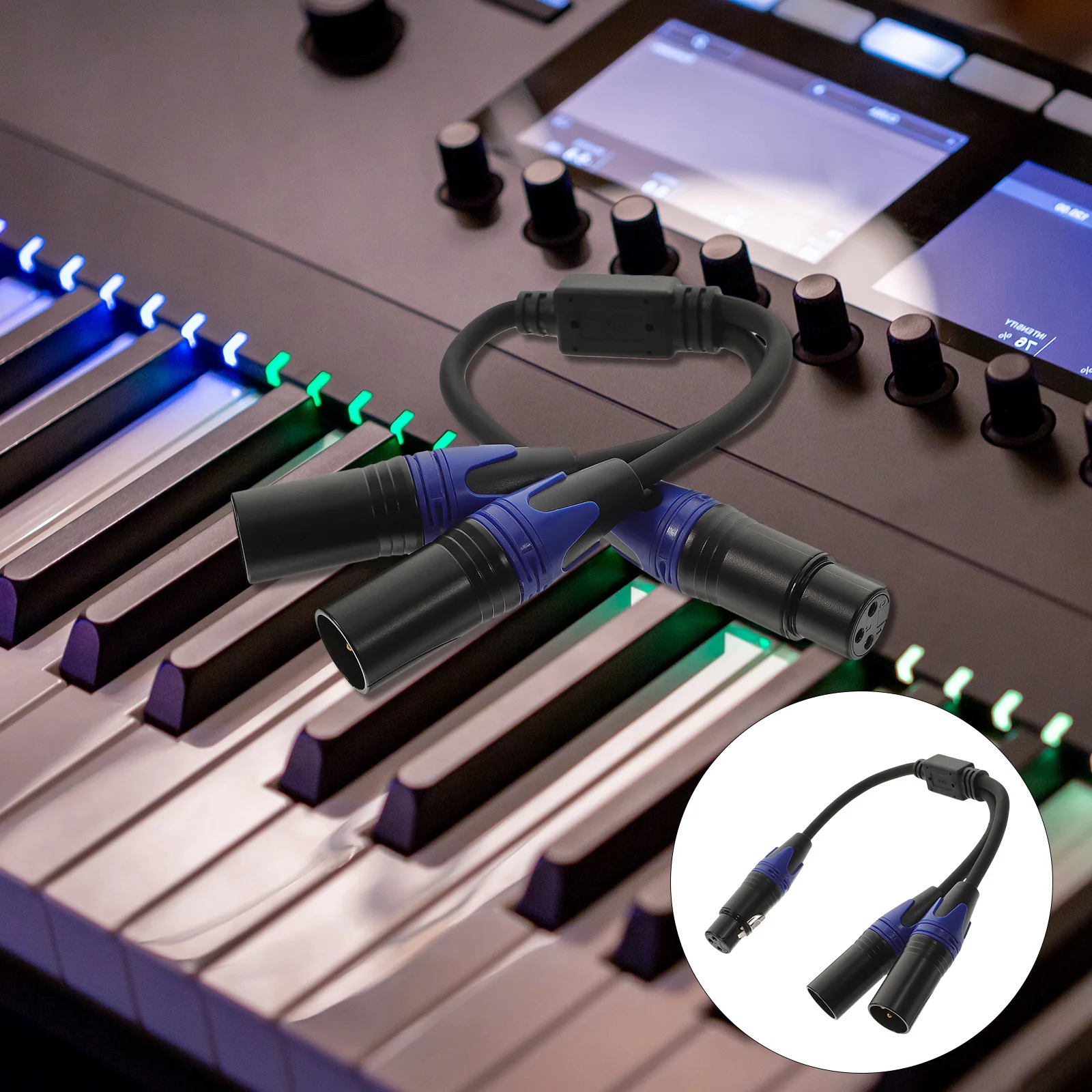 

Xlr Splitter Cable 1 Female To 2 Male 24Awg Oxygen-Free Copper Pe Insulation Dual Shielded For Sound Recording