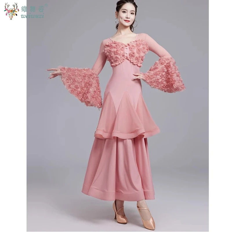 أزياء قاعة الرقص الاجتماعية للنساء فساتين أداء مثيرة وأنيقة للرقص الحديث فستان التانغو الفالس فوكستروت للمنافسة