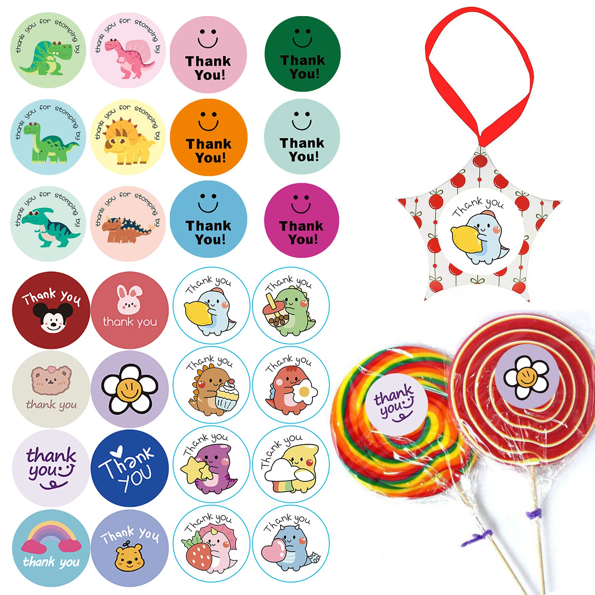 2000 Pcs Dinosaur Stickers for Kids Round Animal Reward Roll Thank You for Stomping by Sticker School Supplies Incentive Potty