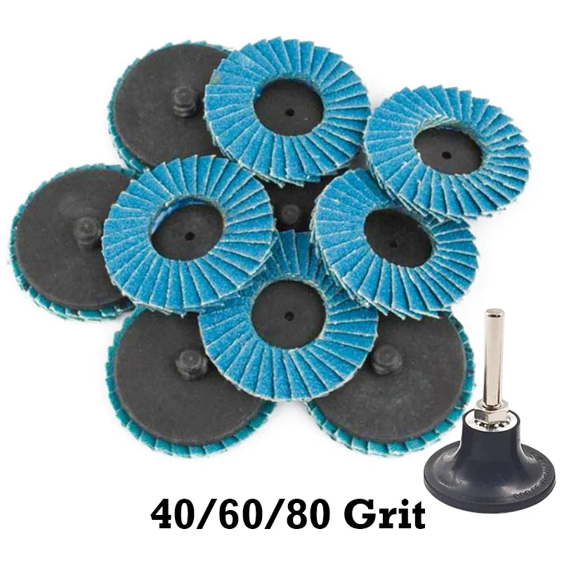 31pcs 50mm Grinding Sandpaper Wheels With 1/4 inch Holder Abrasive Tools For Polishing Metal Iron Rust Removal 40/60/80 Grit