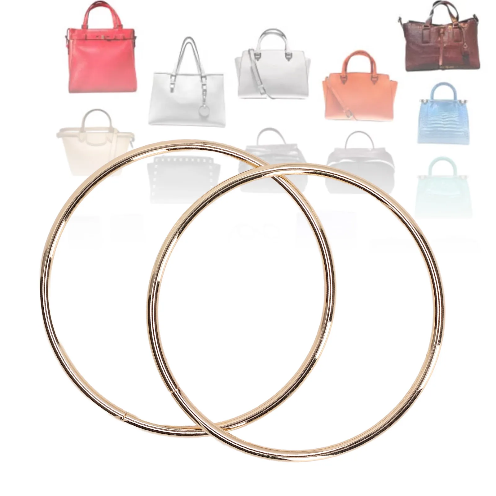 2PCS Handbag Handles DIY Accessories Fine Workmanship Round Shape High Hardness Bag Handles Round Bag Handles Bag Metal Handles