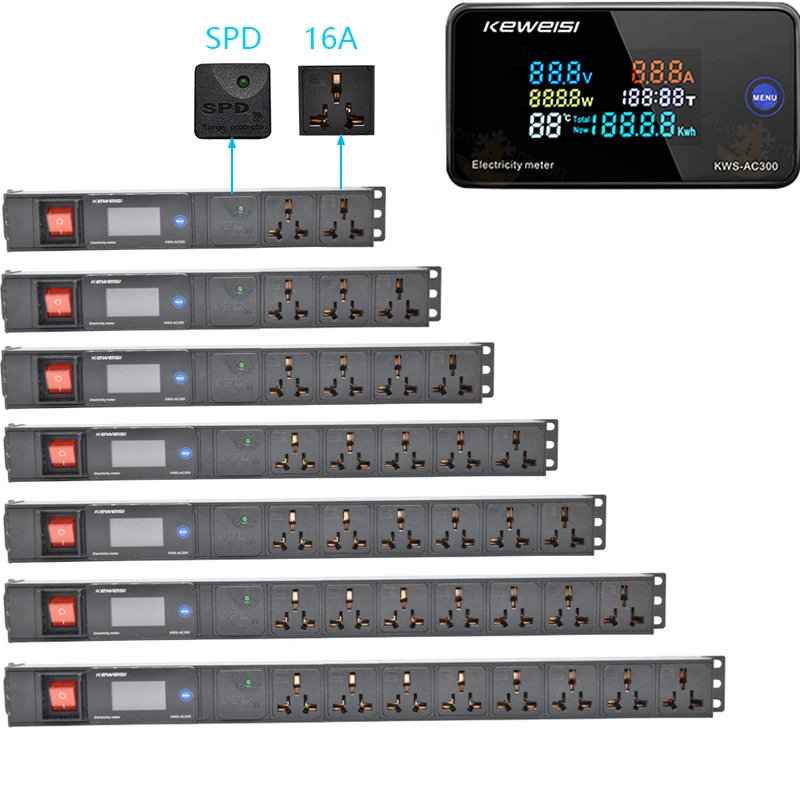 

Плата питания сетевого шкафа, защита от перенапряжения, вход C14, розетка 16 А, ЖК-дисплей, вольтметр переменного тока, без удлинителя