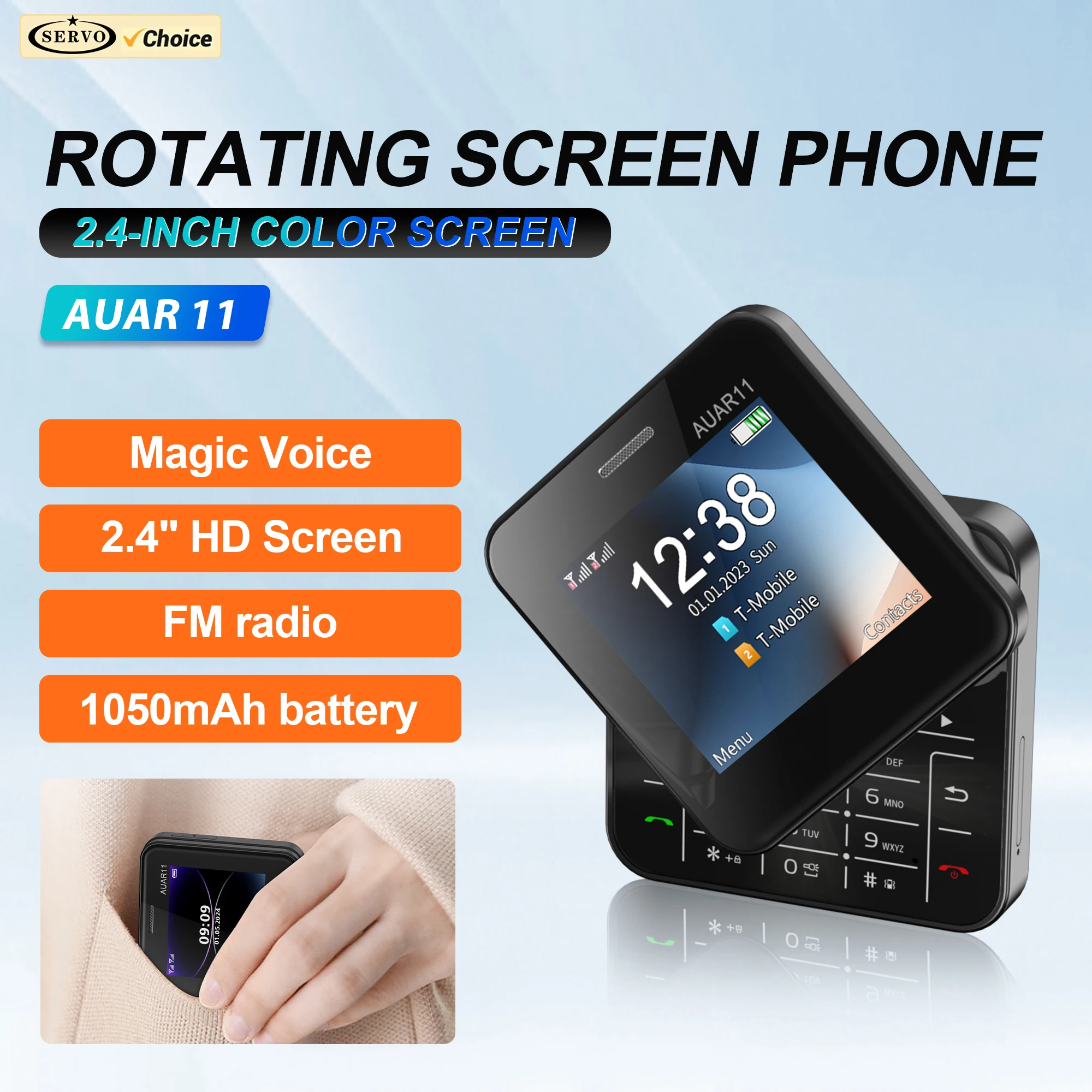 SERVO AUAR11 Slide Screen Mobile Phone Dual SIM Card Speed Dial Magic Voice FM Raido Flashlight 2G GSM 2.4