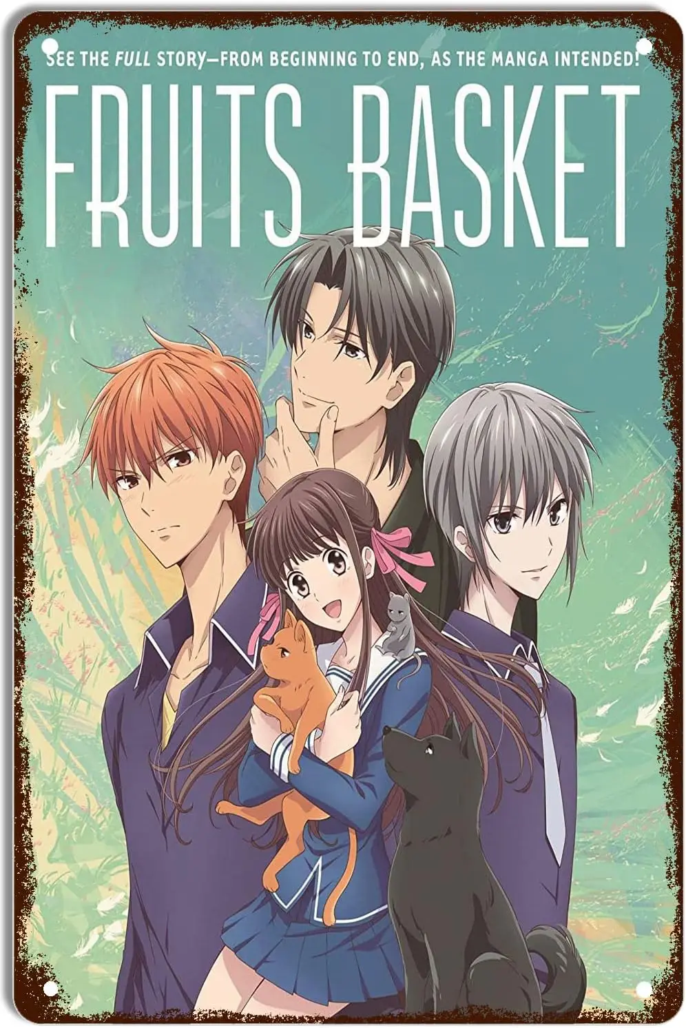 STOOKI Anime Fruits Basket Poster Metal Sign Vintage Tin Signs Wall Decor Decoration for Home Kitchen Garage Retro Plaque 12x8 I